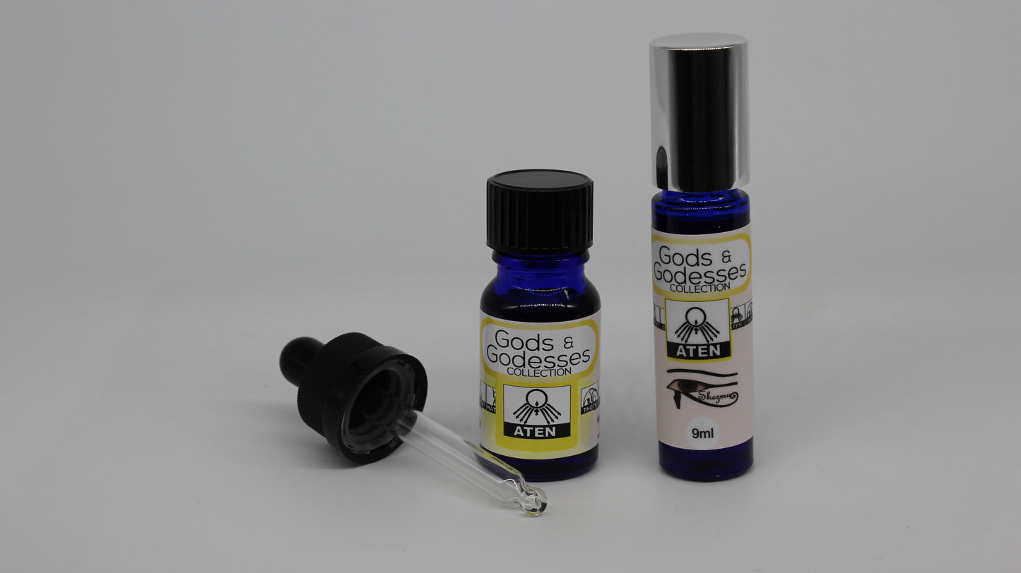 Shezmu Egyptian Gods and Goddess ATEN Pure Essences Oils 10ml, 9ml, dropper/roller. Imported from Egypt