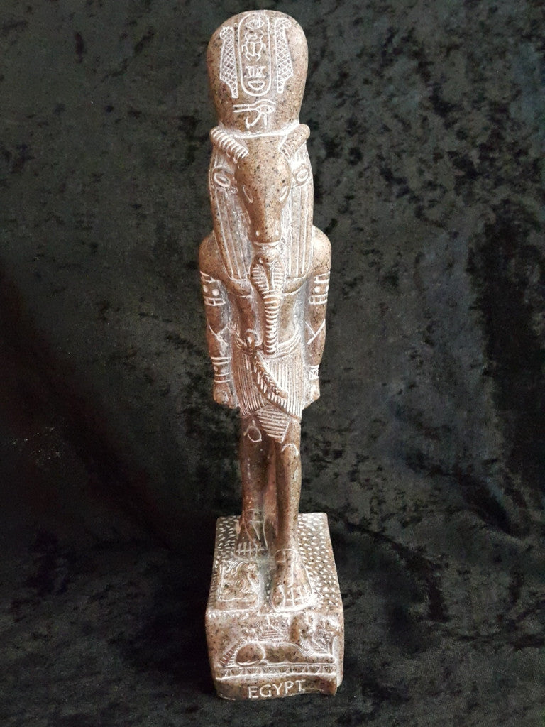 Aswan Granite Khnum  Statue Medium. Made in Egypt by Semed.