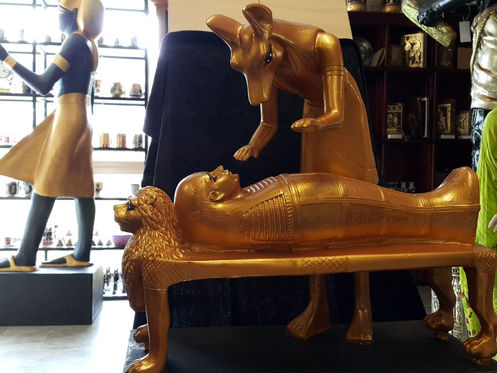 Anubis in the rite of Mummification. Gold and Black Made in Egypt 43cm tall