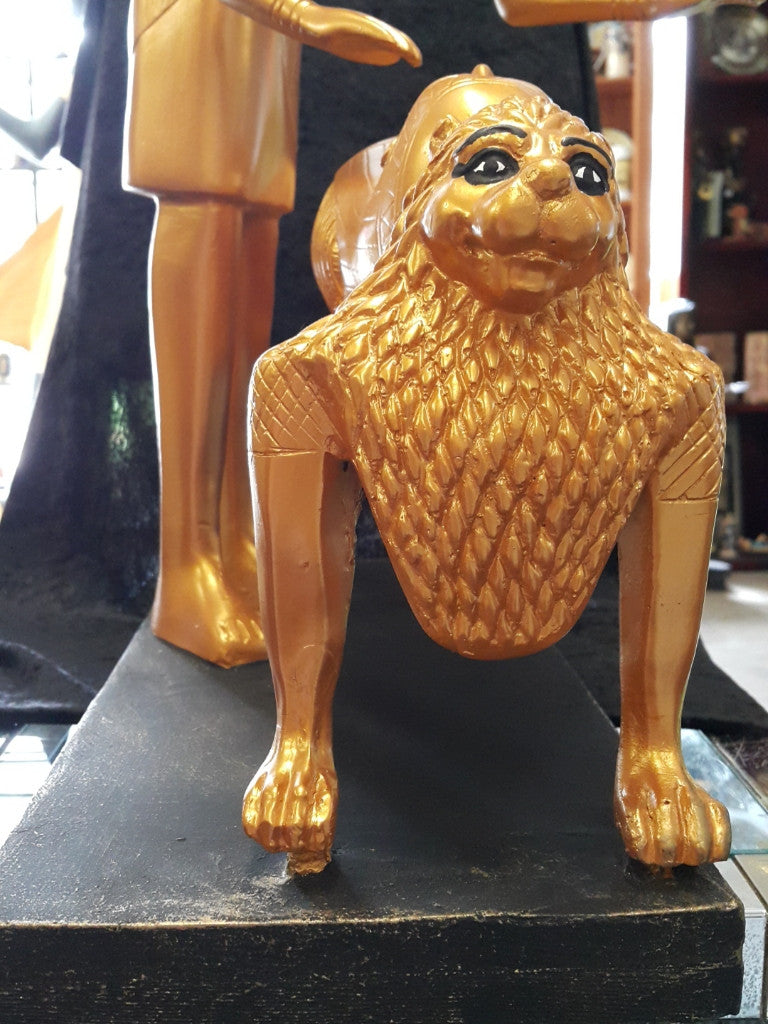 Anubis in the rite of Mummification. Gold and Black Made in Egypt 43cm tall