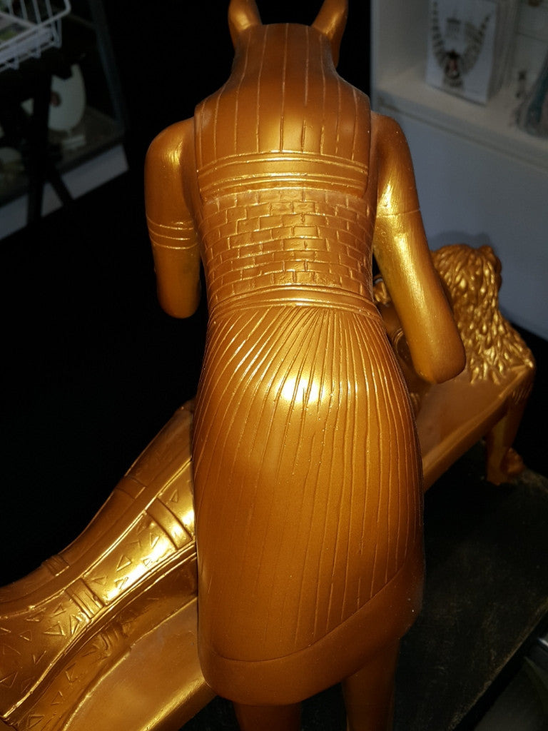 Anubis in the rite of Mummification. Gold and Black Made in Egypt 43cm tall