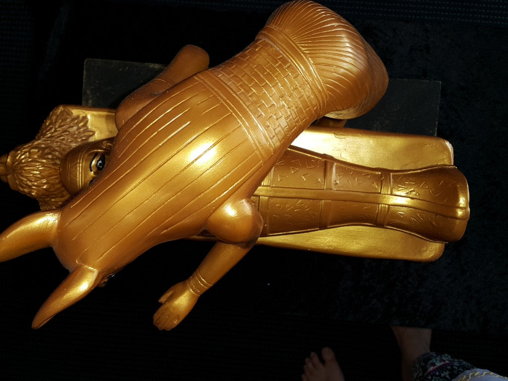 Anubis in the rite of Mummification. Gold and Black Made in Egypt 43cm tall