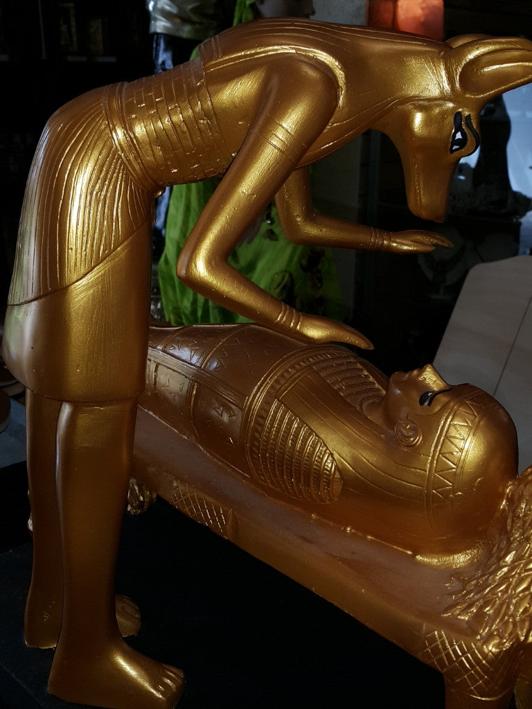 Anubis in the rite of Mummification. Gold and Black Made in Egypt 43cm tall