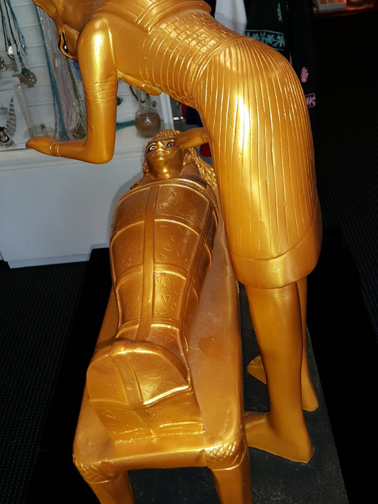 Anubis in the rite of Mummification. Gold and Black Made in Egypt 43cm tall