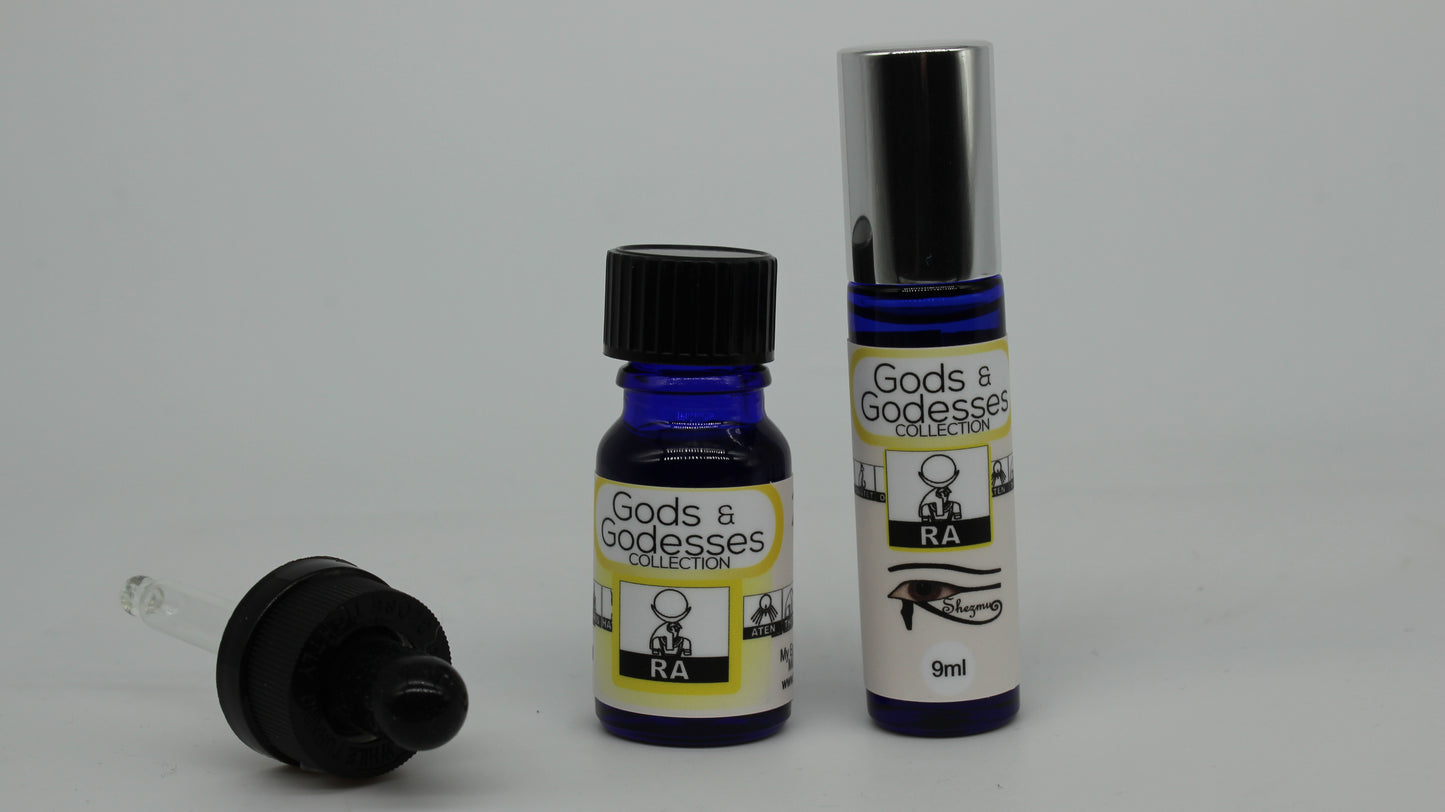 Shezmu Egyptian Gods and Goddess RA Pure Essences Oils 10ml dropper/9ml roller. Imported from Egypt