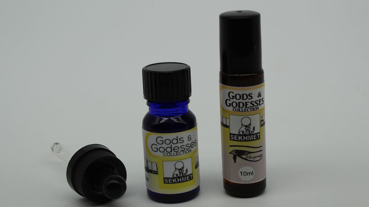 Shezmu Egyptian Gods and Goddess SEKHMET Pure Essences Oils 10ml dropper/9ml Roll-on. Imported from Egypt