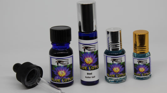 Shezmu PURE Sacred Blue Lotus Egyptian Oils Essences 10, 9, 5, 2ml roll-on/dropper, Egypt