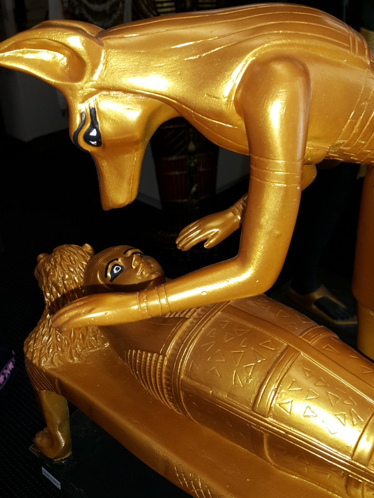 Anubis in the rite of Mummification. Gold and Black Made in Egypt 43cm tall