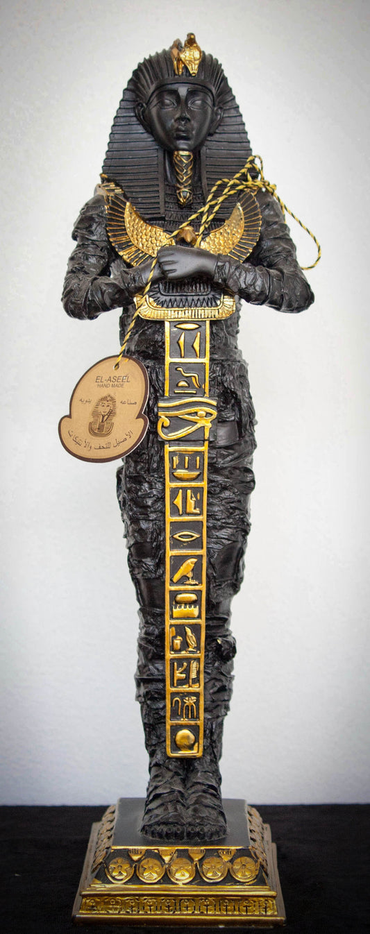 pharaoh-statue26-cm-tall-bronze-colour-standing-mummy-hand-made-in-egypt-by-semet