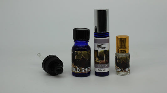 Shezmu PURE Egyptian OUD SHEIKH Essences Oils 10ml dropper, 9,5,2ml roller. Imported from Egypt