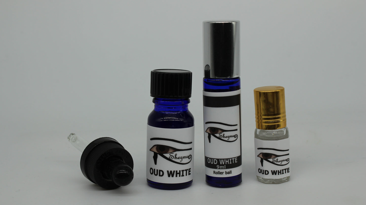Shezmu PURE Egyptian OUD WHITE Essences Oils 10ml dropper, 9,5,2ml roller. Imported from Egypt