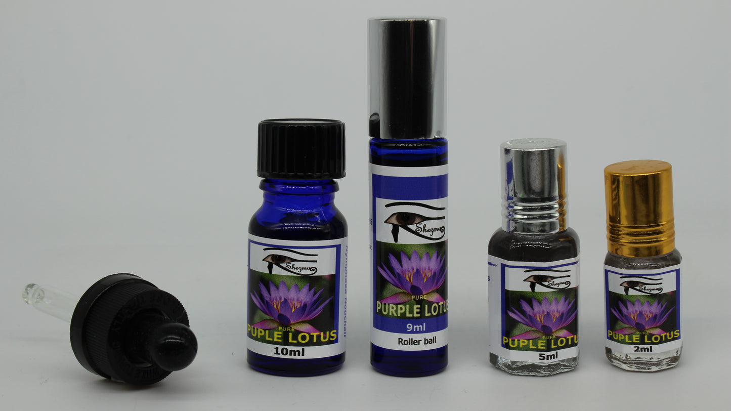 Shezmu PURE Sacred Purple Lotus Egyptian Oils Essences 10,9,5,2ml roll-on/dropper Egypt
