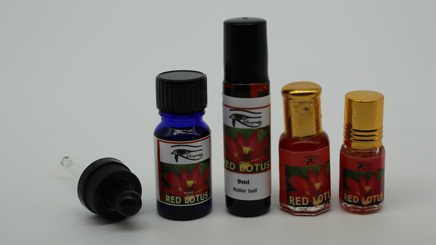 Shezmu PURE Sacred Red Lotus Egyptian Oils Essences 10,9,5,2ml Dropper/roller Egypt