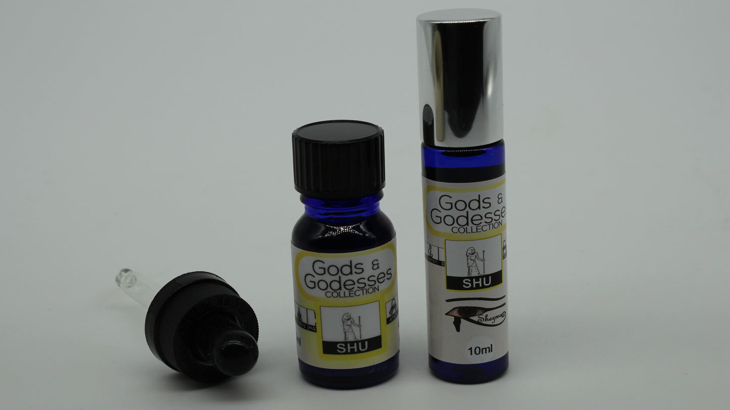 Shezmu Egyptian Gods and Goddess SHU  Pure  Essences Oils 10ml, 9ml, dropper/roller. Imported from Egypt