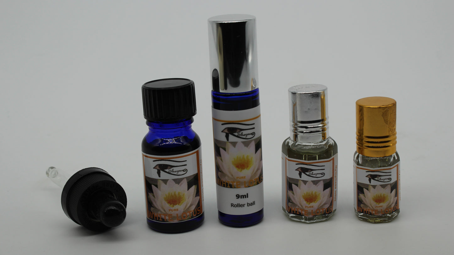 Shezmu PURE Sacred White Lotus Egyptian Oils Essences 10,9,5,2ml Dropper/roller Egypt